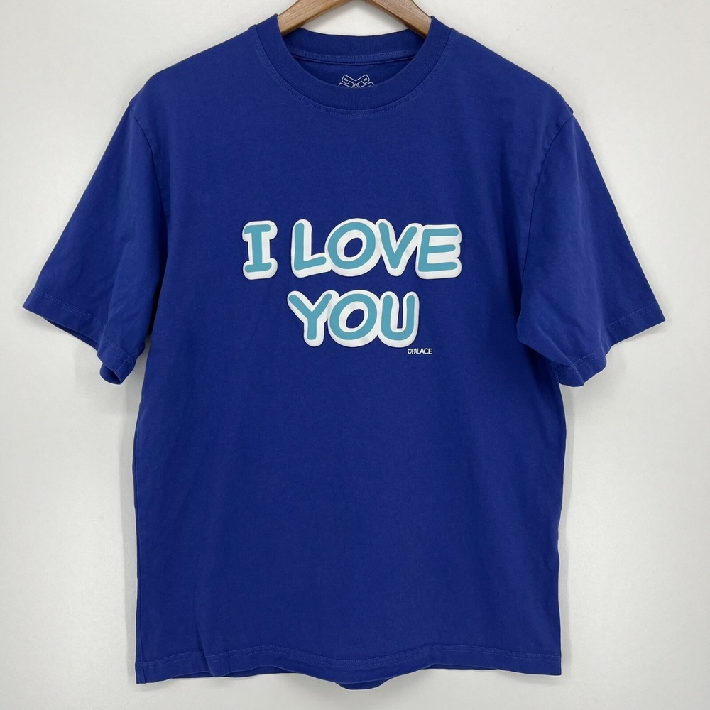 Palace Skateboards Lover T-Shirt Blue I Love You Graphic Puff Print Mens Large